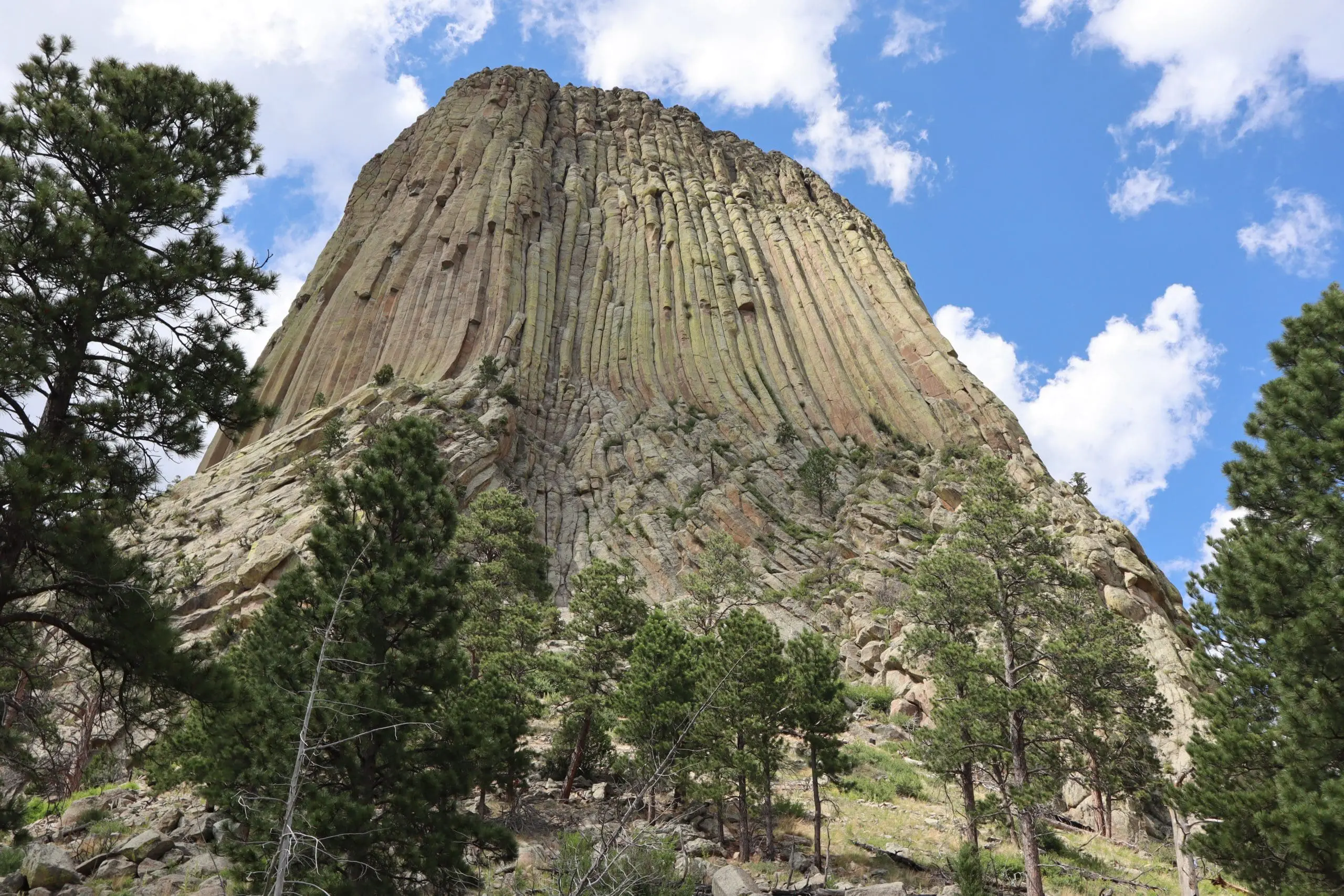 Close up shot of Devil's Tower National Monument located in Wyoming