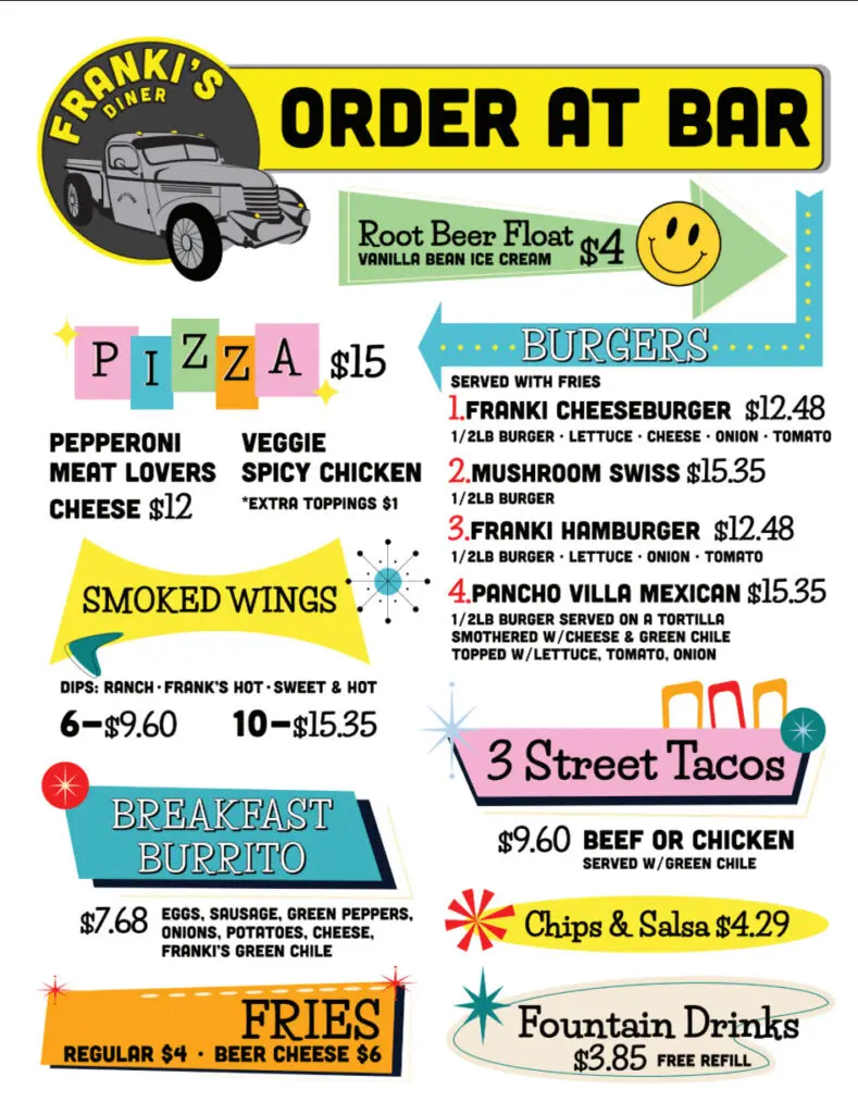Frankis Diner Menu 2025