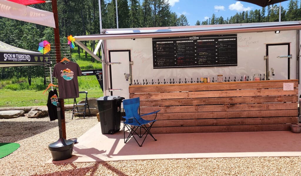 Photo of the No Bad Days Campground Tap Wagon serving local beer.
